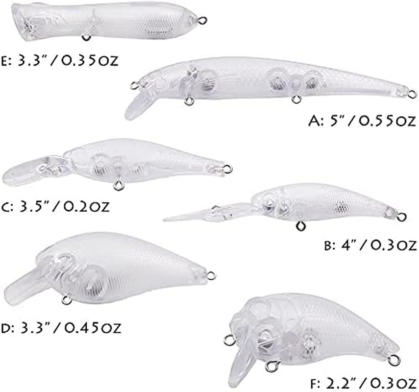 30Pcs Blank Crankbaits Unpainted Fishing Lure with Tackle Box image number 4