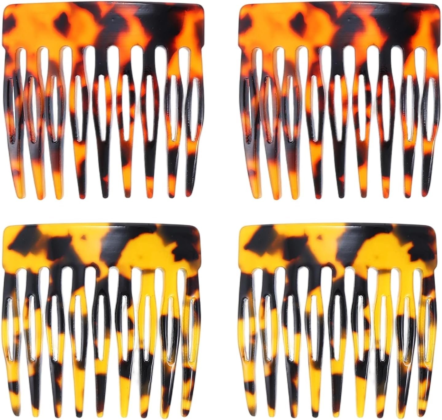 Hair Comb for Clip-On 4-Piece Mini Side Comb Set Vintage French Side Combs Slat Comb Hair Clip Small Split Tooth French Hair Comb Made of Cellulose Acetate image number 4