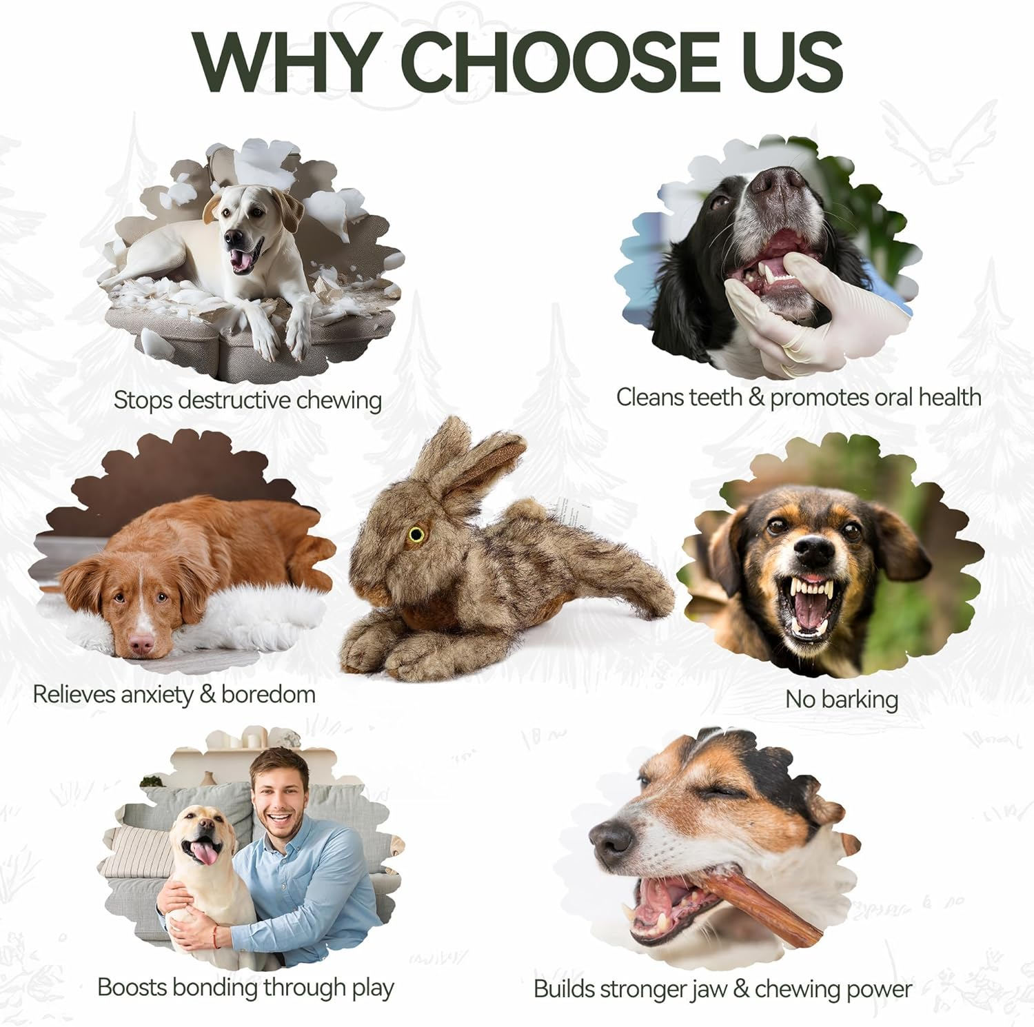 All for Paws Rabbit Dog Toy with Squeaker, 12-Inch/ 30 Cm image number 2