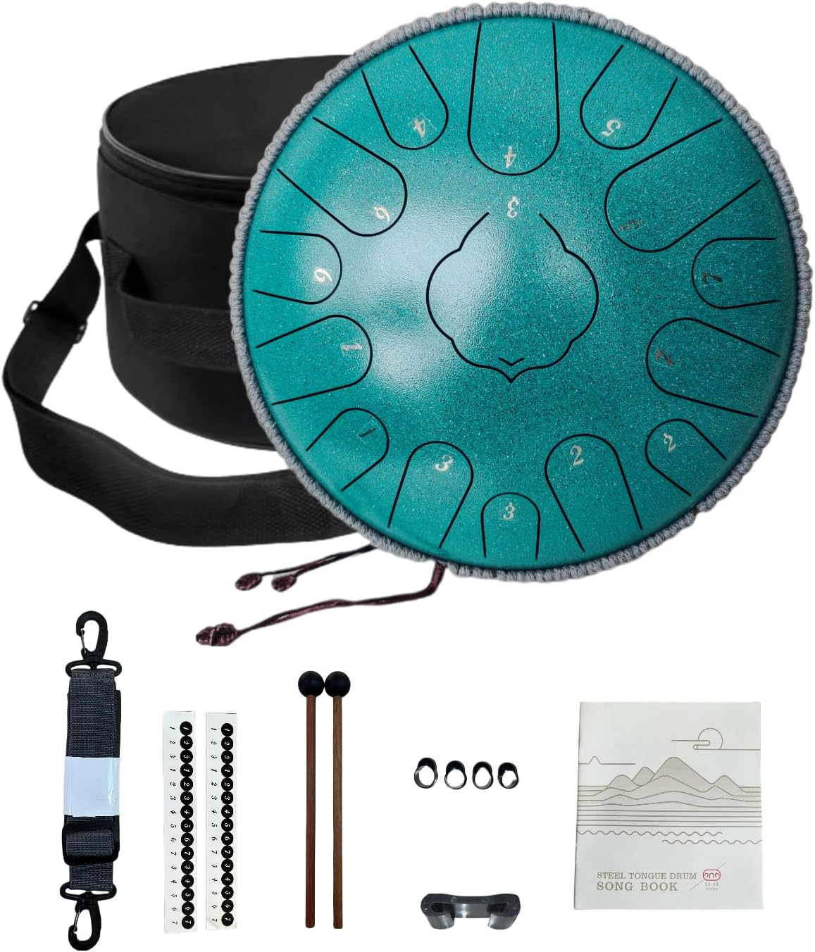 Steel Tongue Drum12.5 Inch 15 Note Handpan Percussion Instrument (Green) image number 6