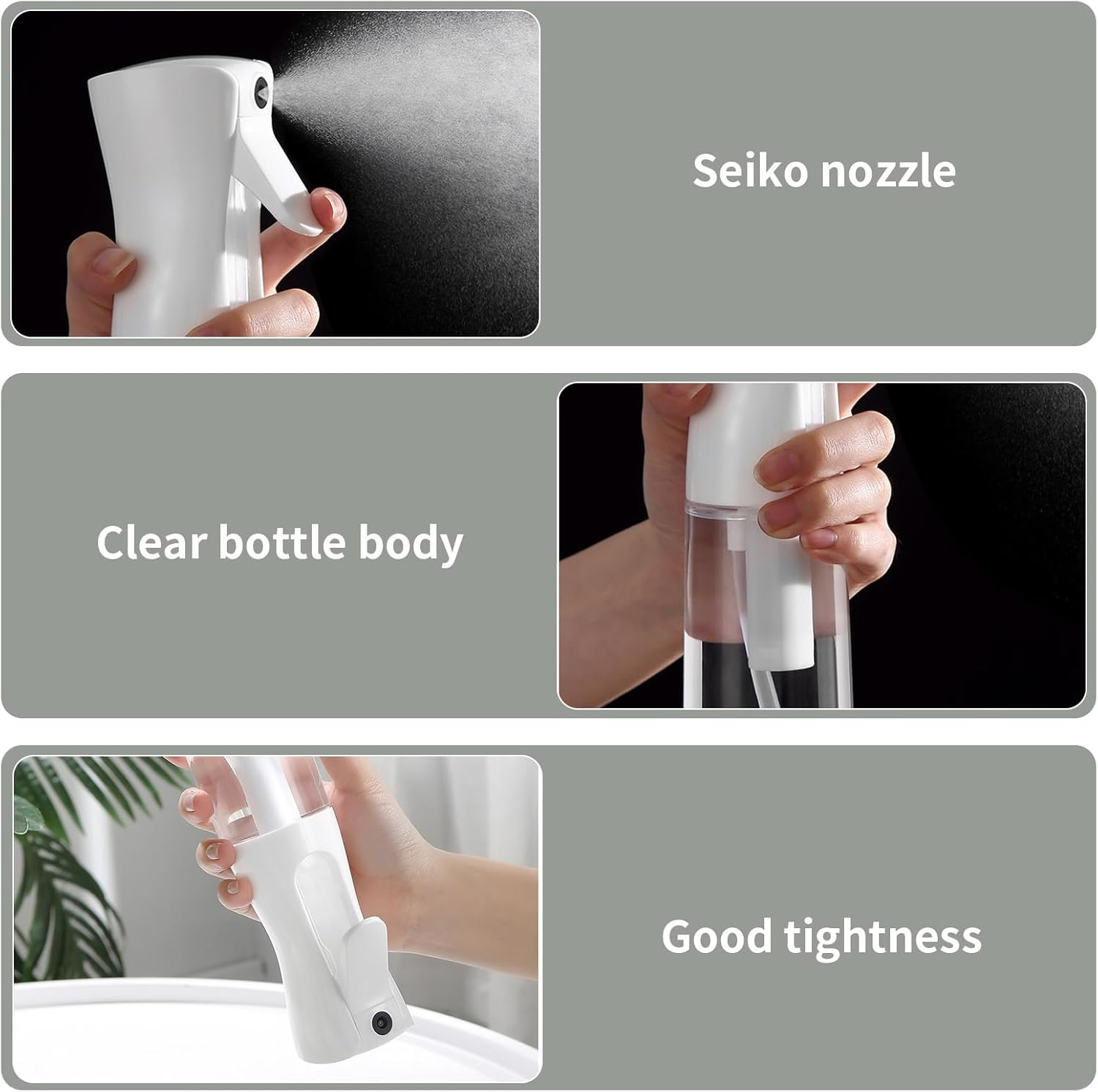 2 Pack Ultra Fine Mist Spray Bottles - Continuous Hair Mister Sprayer for Hairstyling, Cleaning & Salons, 200Ml image number 2