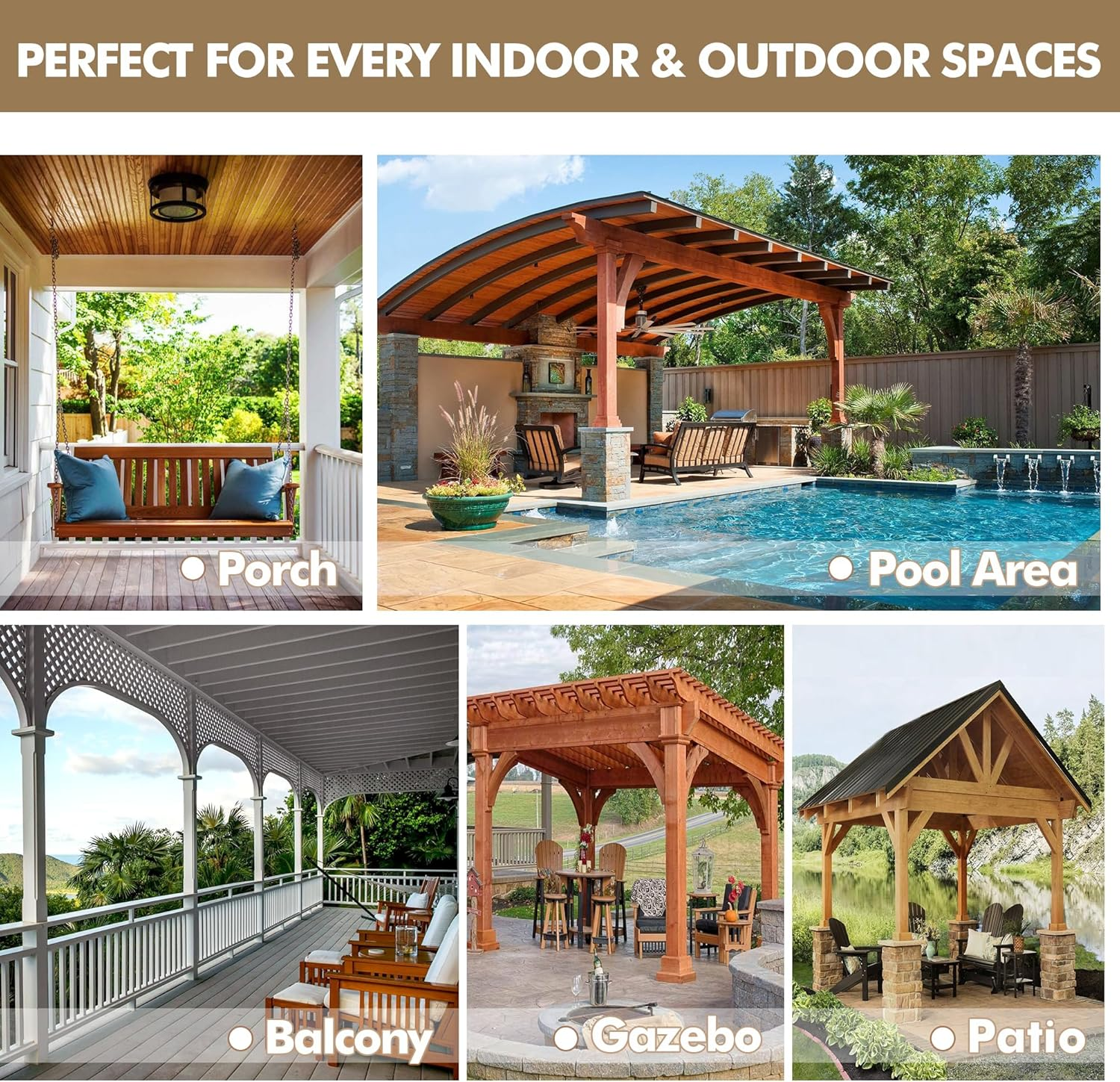 Holidayideas 4 Panels Outdoor Curtains for Patio-Natural Linen Semi Sheer Curtains for Patio Waterproof, Privacy Sun Light Indoor outside Drapes for Gazebo, Pergola, Balcony, Pool, Backyard 54X95 Inch image number 1