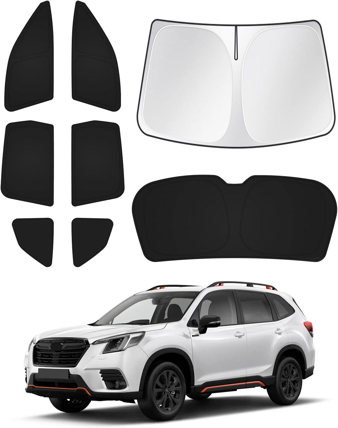 Canvcle Sunshades for 2019-2023 2024 Subaru Forester Accessories Windshield Sun Shade Side Rear Window Shade Cover Sun Visor Shield Privacy Protection Keep Vehicle Cool Black 8PCS image number 4