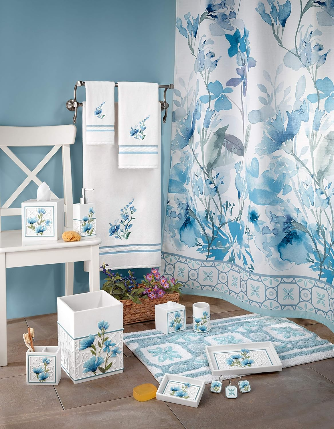 Avanti Linens - Covered Jar, D&eacute;cor for Bathroom or Kitchen, Garden Inspired Bathroom D&eacute;cor, Multipurpose (Garden View Collection) image number 4