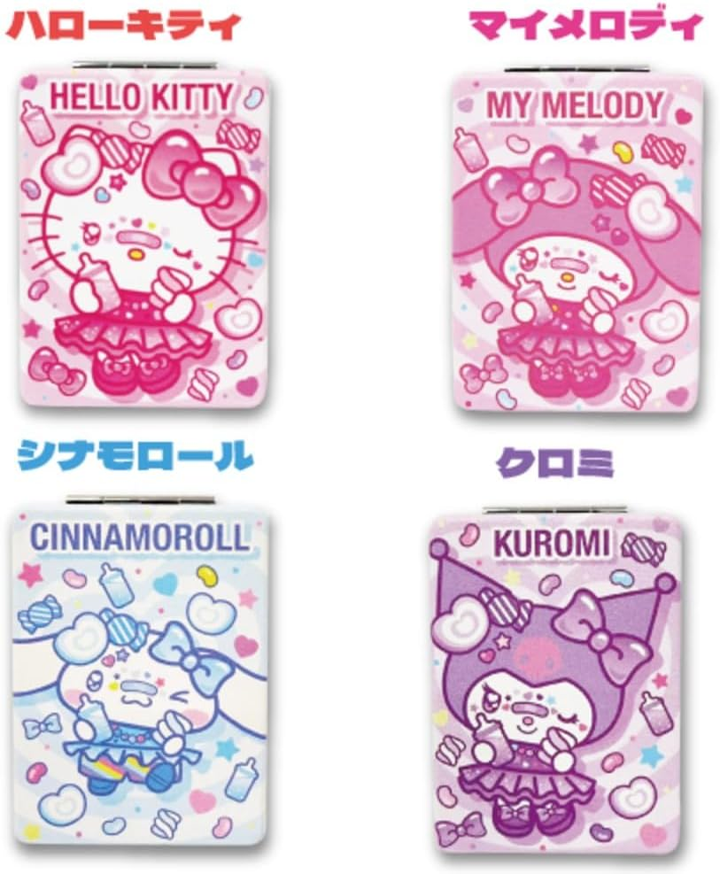 Hatayama Shoji Sanrio 34203135 Folding Mirror, Decora Cinnamon Roll, Approx. H 3.3 X W 2.4 Inches (8.5 X 6 Cm)