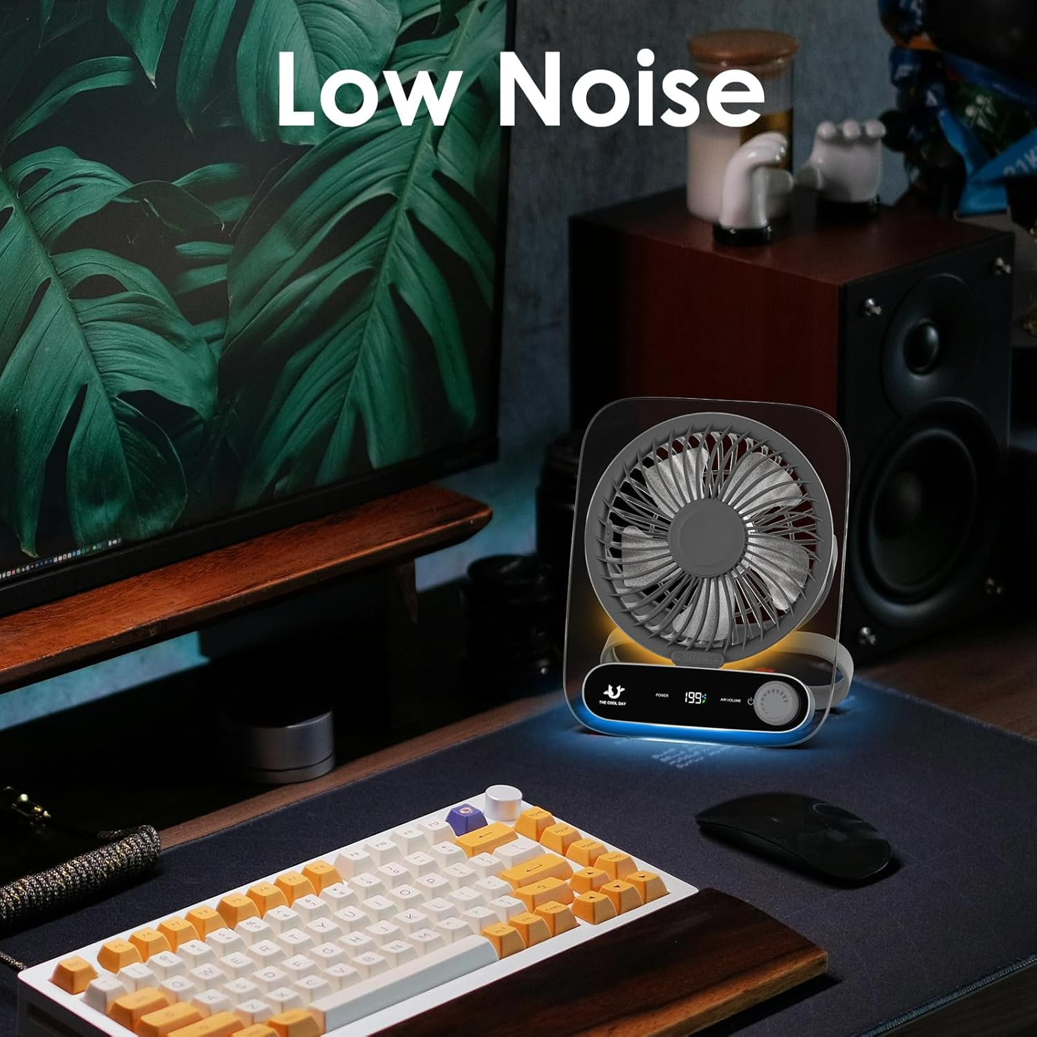 Simpeak Desk Fan Usb Rechargeable Fan, 199 Speed Portable Travel Fan, Operated 3-10 Hours, Silent Personal Small Table Fans for Bedroom Office Summer Outdoor (Grey) - Grey image number 6