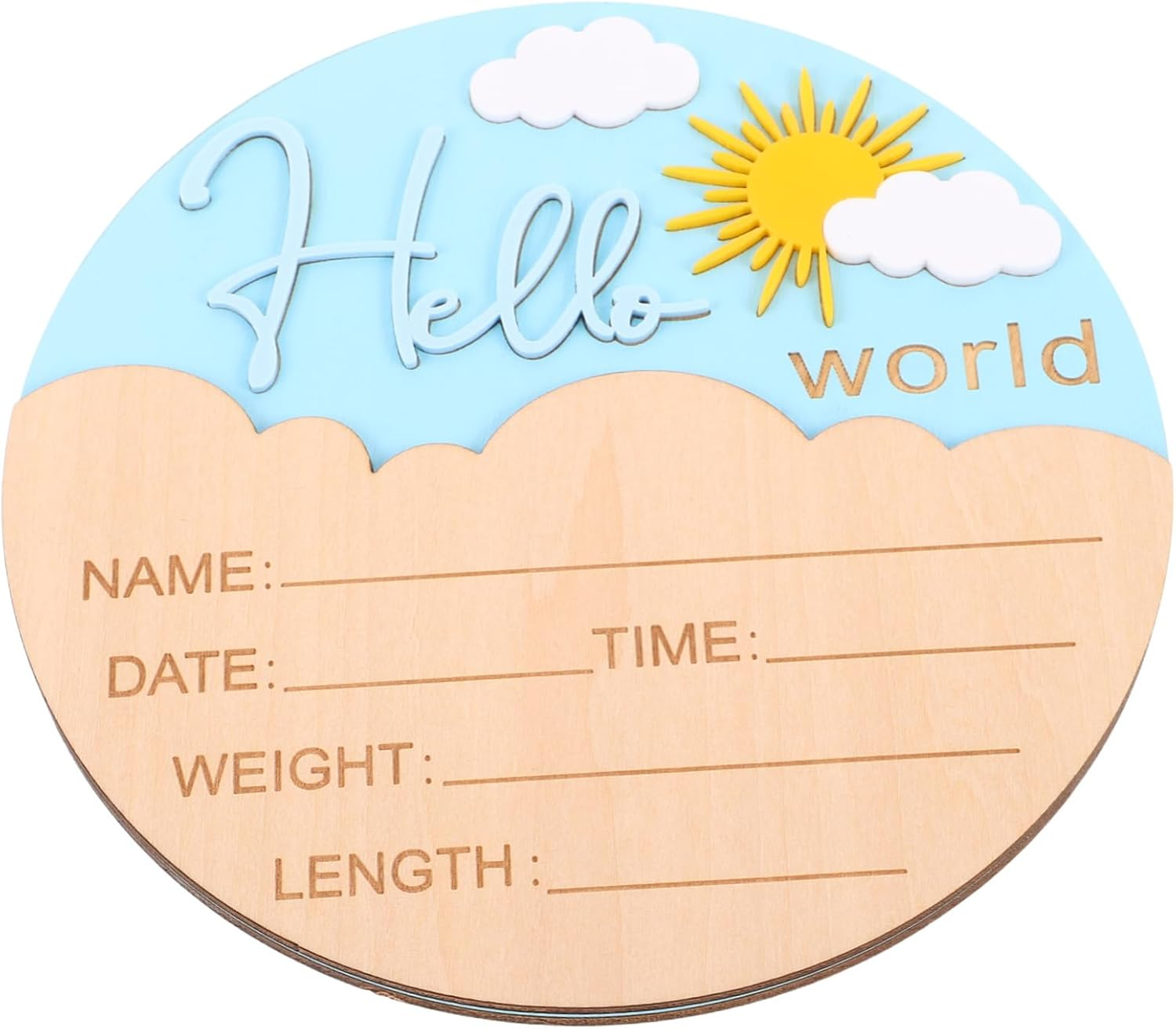 Abaodam Wooden Announcement Sign Smooth Finish Name Plaques for Newborn Photo Prop Gender Neutral Rustic Welcome Board for Nursery and Hospital Display