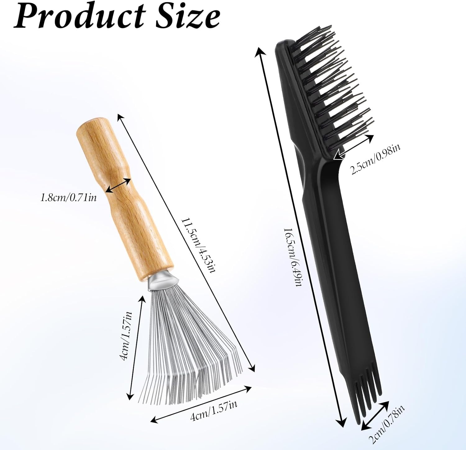 Telooco 4Pcs Hair Brush Cleaner Tool Double Head Comb Cleaner Wooden Handle Metal Wire Brush Rake Hairbrush Cleaning Tool for Removing Tangled Hairs and Dust Home Salon Use image number 3