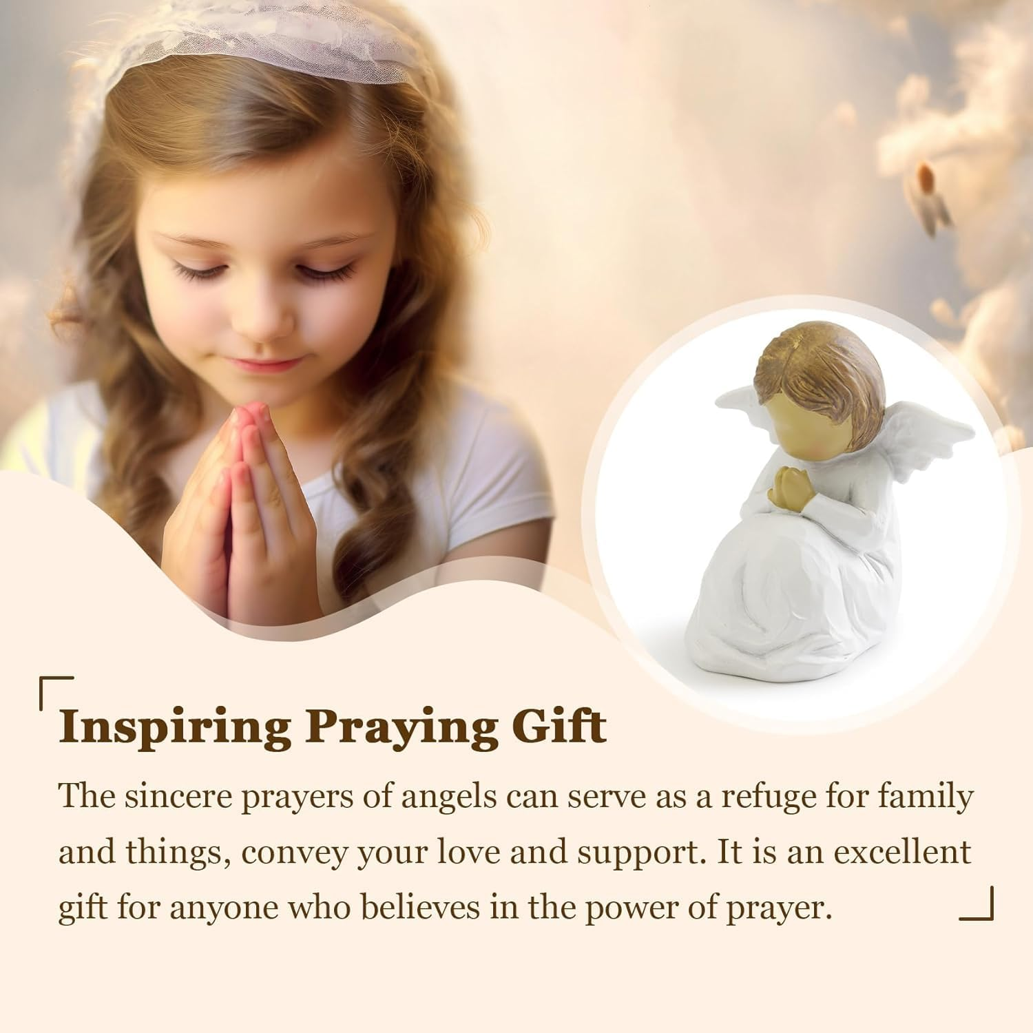 Guardian Angel Statue, Angel Figurines for Women, First Communion Gifts for Girls, Resin Prayer Angels, Hand-Painted Faith Corner Decor, Baptism Christmas Memorial Gift image number 5