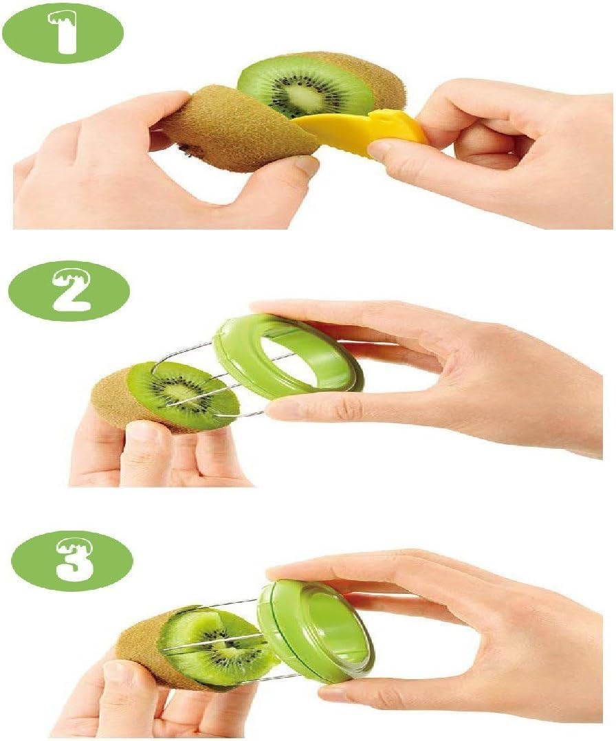 Fruit Kiwi Cutter Peeler Slicer Kitchen Gadgets Tools for Pitaya Green Portable and Useful Green image number 2