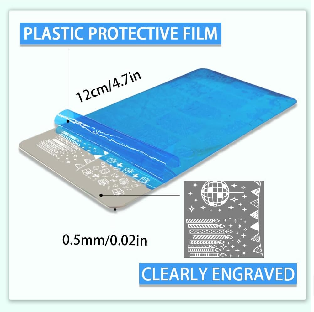 PH Pandahall 3Pcs Birthday Party Nail Stamping Plates Fireworks Pattern Nail Art Stencils Cake Number Manicure Art Templates Celebration Elements Nails Image Plates for Women Manicures Design Print image number 6