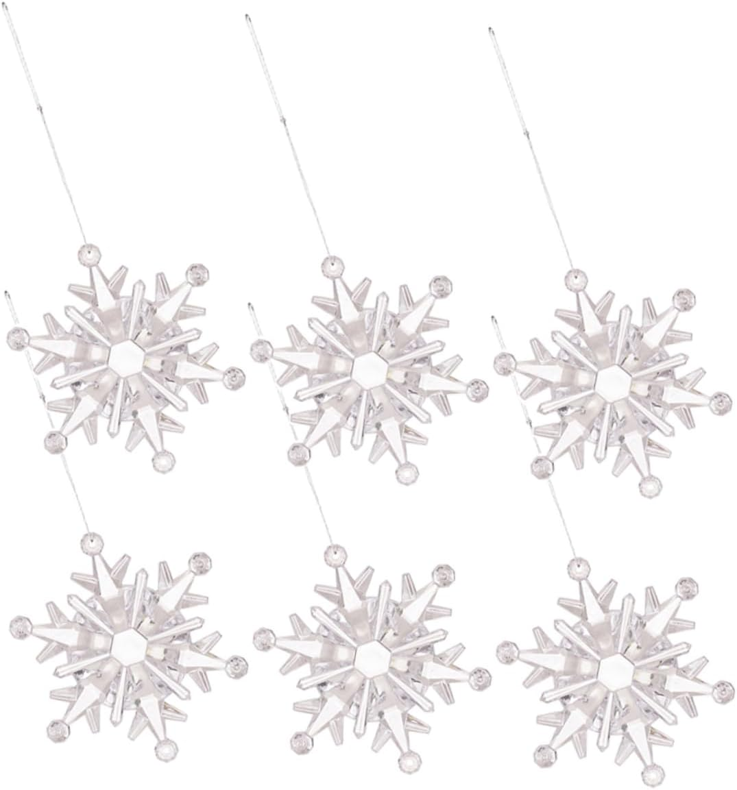 6Pcs Crystal Snowflakes Ornaments Snowflake Hanging Decorations for Xmas Tree Winter Party Decorations image number 5