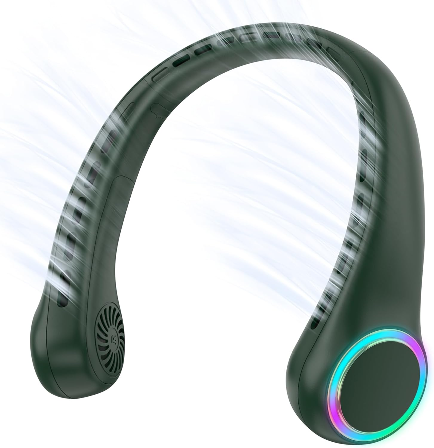 Portable Neck Fan, Personal Fan with 4000Mah Battery, Rechargeable Neck Fan with 3 Speeds and 64 Cool Lights, Birthday Gifts for Men Women Mom Dad, Hands Free Cooling Fan for Summer(White)