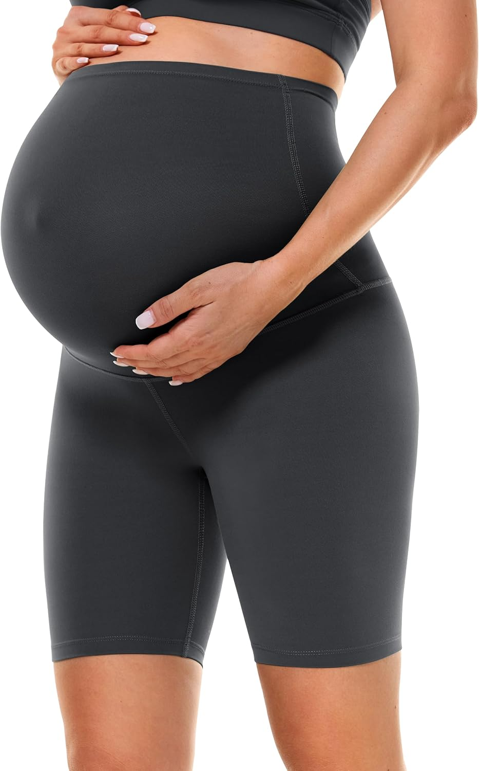 BAYDI Clouduxi Maternity Shorts over Bump - 6" Biker Shorts Women Workout Pregnancy Leggings