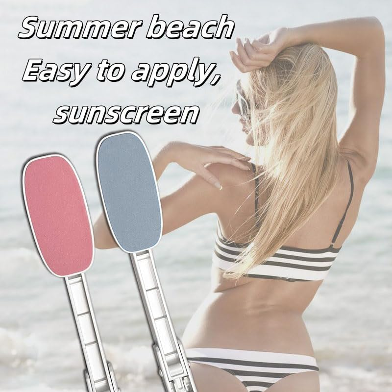 2Pcs Folding Lotion Applicator for Back,Long Handled Back Lotion Applicator,Back Cream Applier for Senior,Sunscreen Applicator for Back Foldable,Back Applicator for Cream (Grey,Rose Red) - Grey,Rose Red image number 5