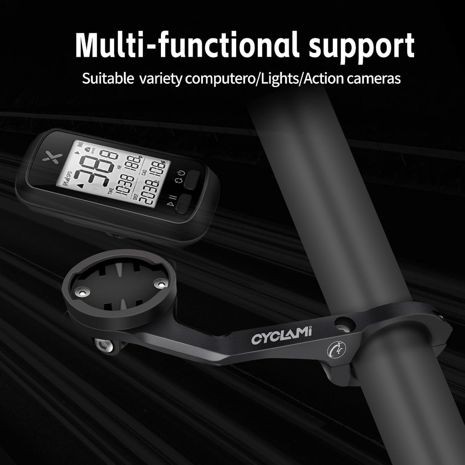 Bike Computer Mount, CYCLAMI Out Front Mount Compatible with Garmin Edge Bicycle GPS Computer Holder, XOSS (S5-Purple-Aluminum) image number 1