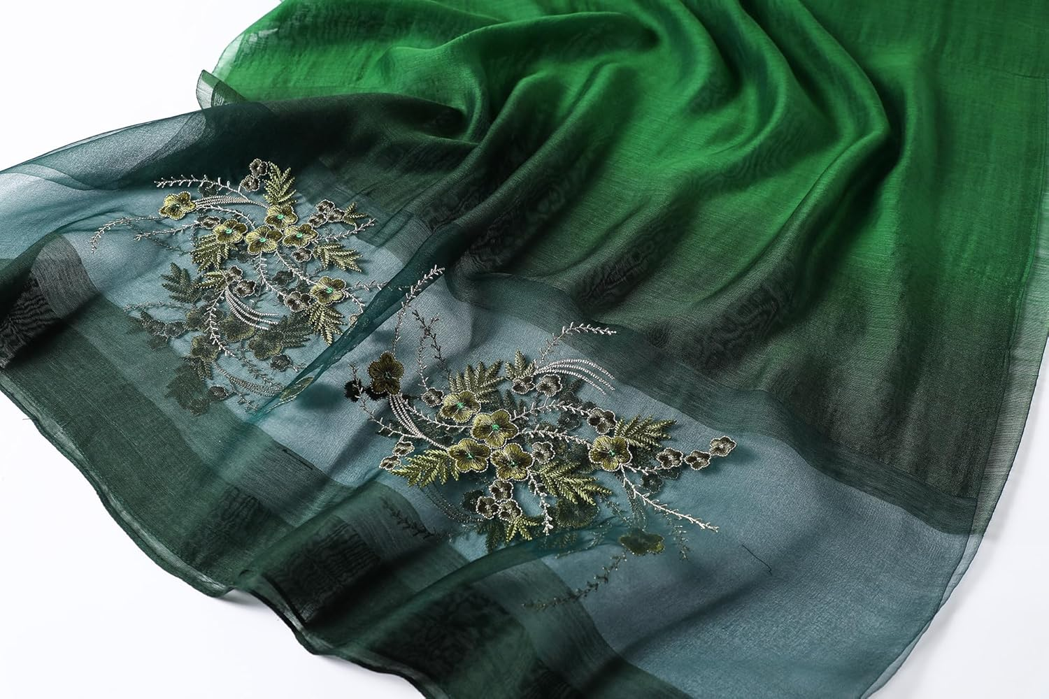 WINCESS.YU Silk Scarf for Women Lightweight Shawls and Wraps for Weddings Fashion Pashmina Shawl Embroidered Scarves image number 3