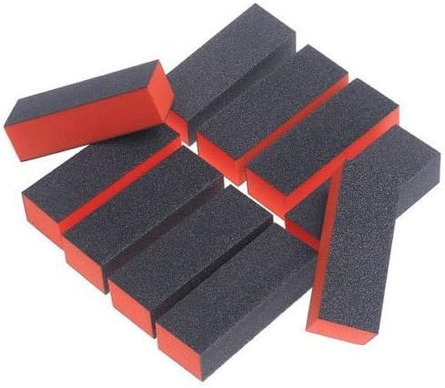 Onwon 10 PCS Sanding Buffing Nail Polisher 4 Way Polish Buffer Buffing Block Nail Files Art Pedicure Manicure File(Black Red)