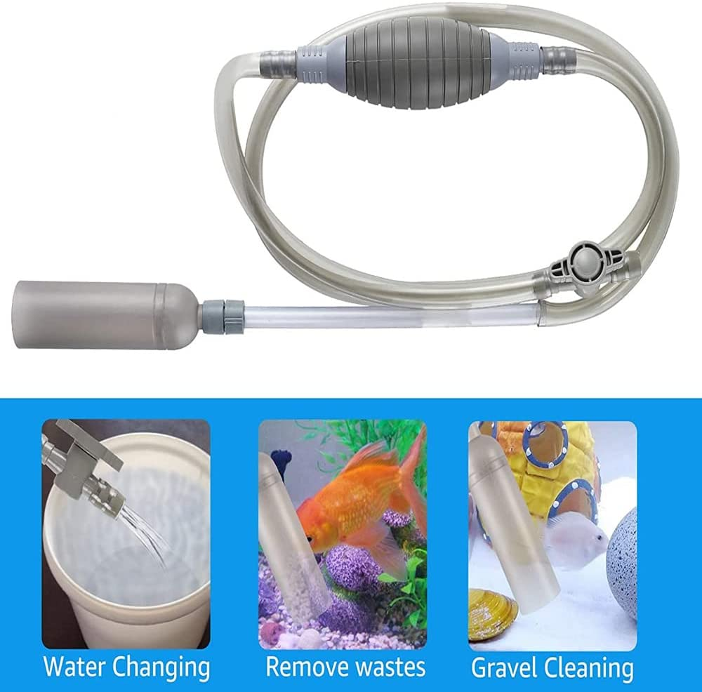 Gravel Vacuum for Aquarium, Fish Tank Gravel Cleaner, Aquarium Vacuum Cleaner Kit with Priming Bulb, Aquarium Siphon, 3 in 1 Aquarium Gravel Cleaner for Cleaning Small Fish Tanks