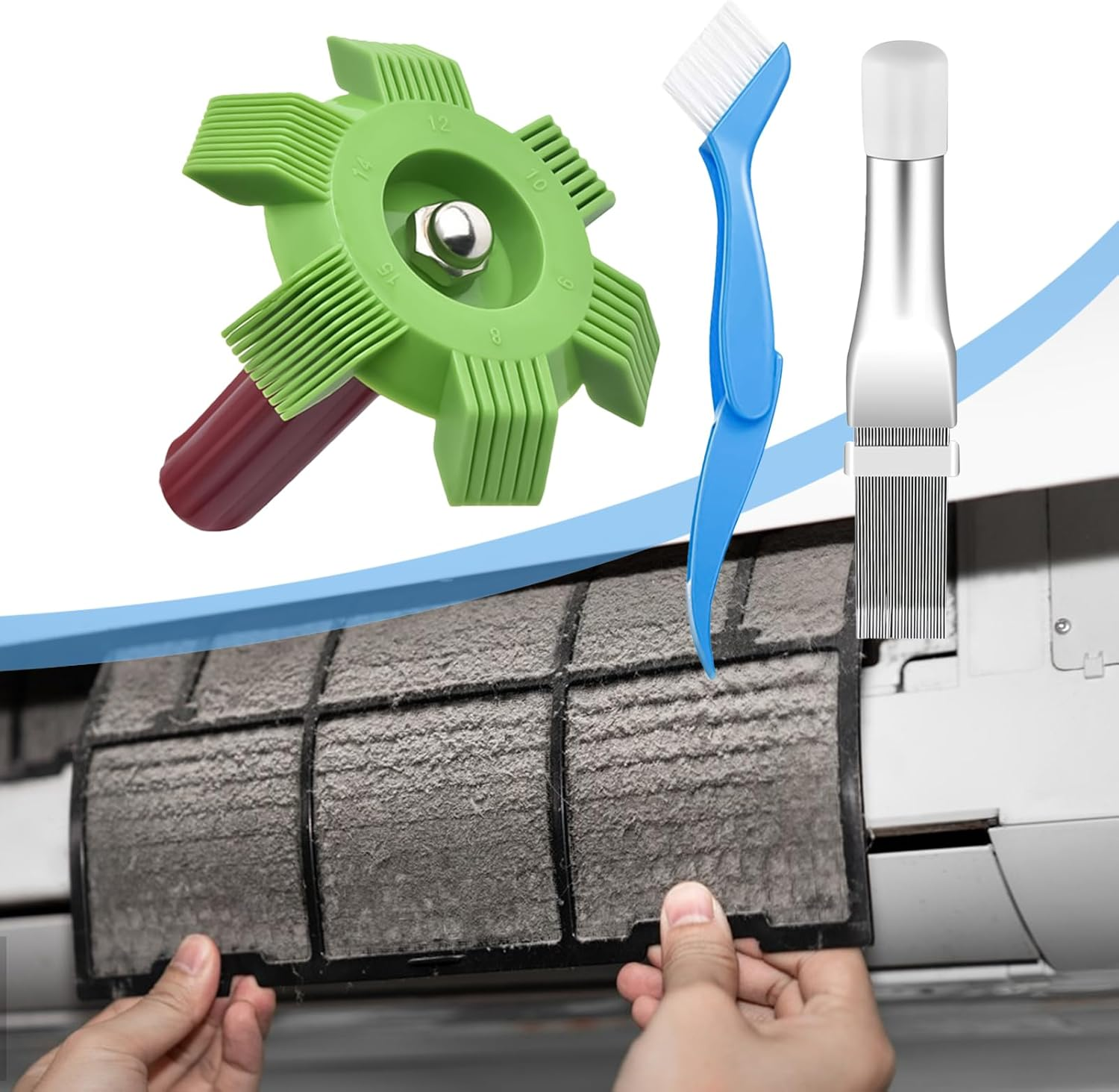 Rronnoy Radiator Comb - Air Conditioner Fin Cleaner Set,Cleaning Whisk Brush Household Accessories AC Evaporator for Bedroom Adults Professionals Garage Home Workshop Outdoor