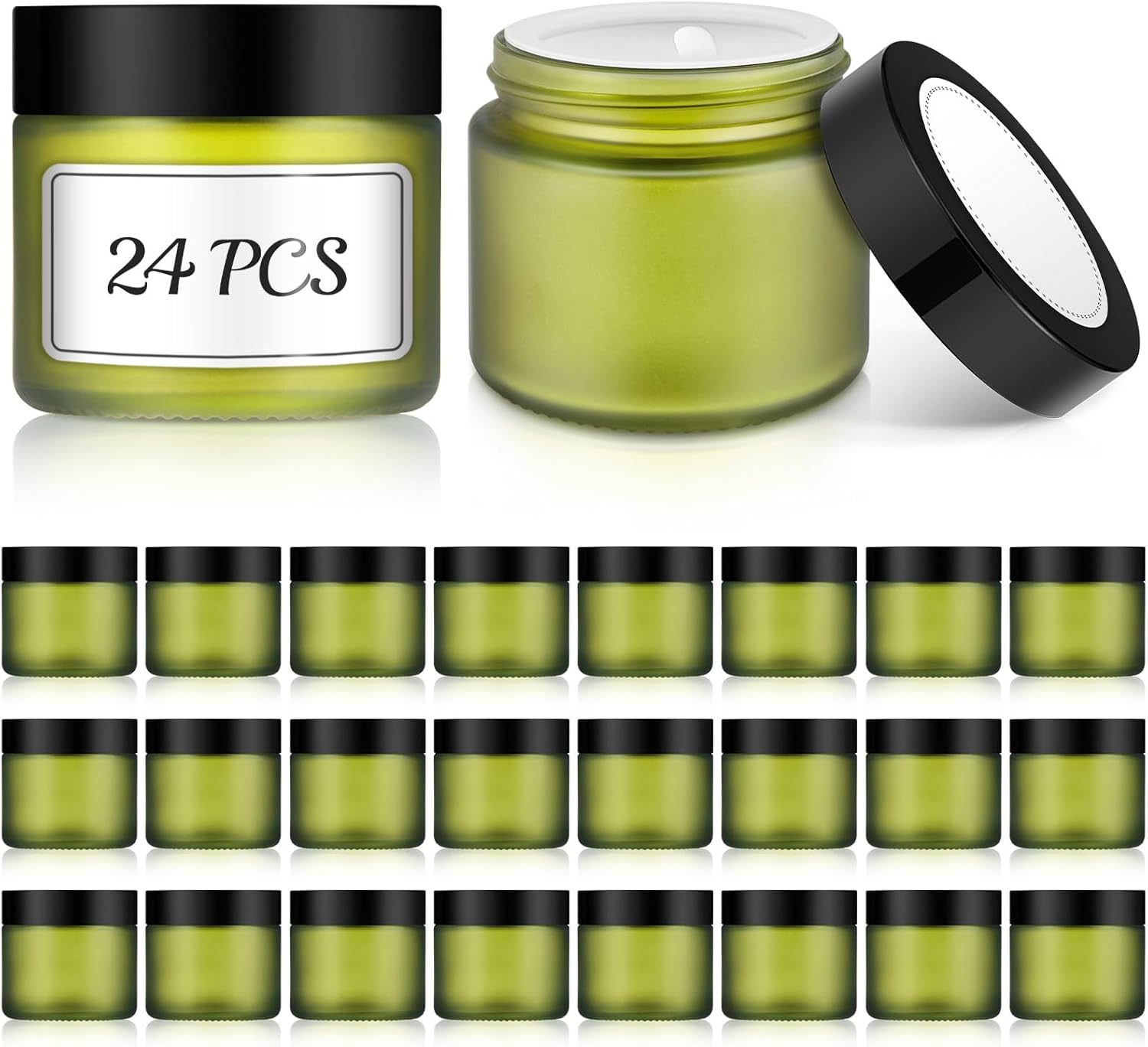 Bumobum 2 Oz Small Glass Jars with Lids, 24 Pack Amber Glass Cosmetic Jars with Inner Liners, 60Ml round Empty Sample Containers for Cream, Salve, Powders and Ointments Storage image number 5