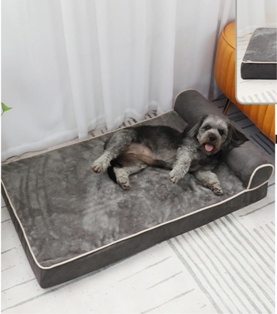 Dog Bed Cat House Pet House Pet Bed Orthopedic Dog Bed Thick Memory Foam Pet Beds with Pillow Durable Soft Flannel Fabric with Waterproof Liner Dog House Cat Bed Pet Nest ( Color : a , Size : 40*30*9C image number 4