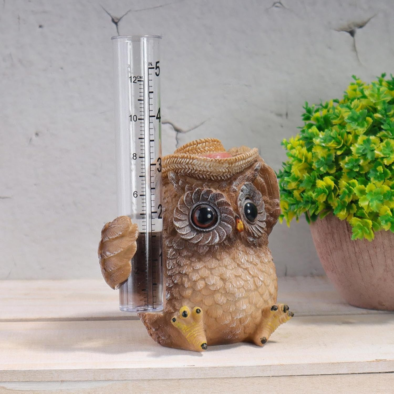 Limcryspp Owl Animal Sculpture Rain Gauge, Water Meter Sculpture, Resin Gauge | Resin Rainfall Measurement, Courtyard Rain Gauge Decoration, Rain Gauge Perfect for Balconies, Backyards, Gardens image number 5
