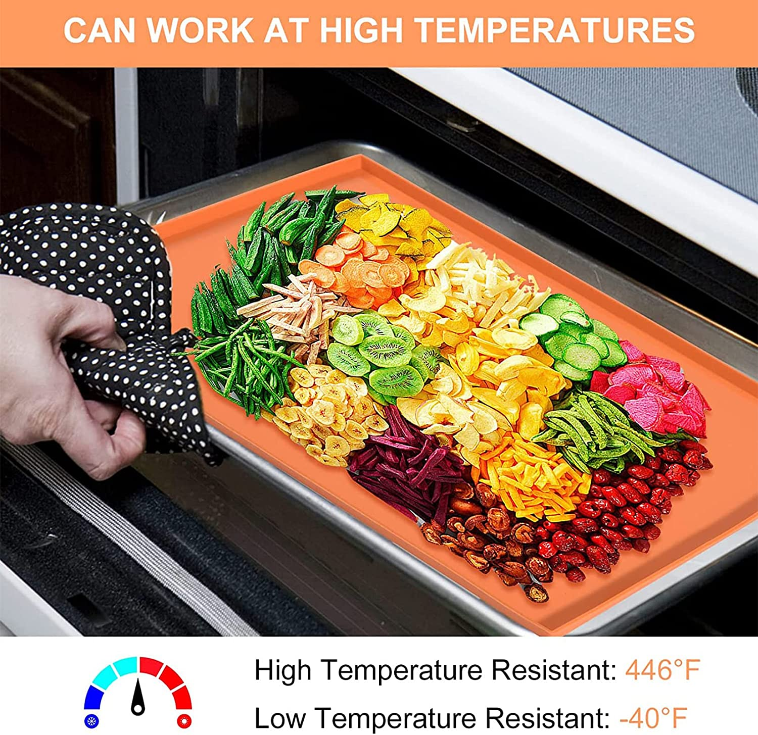 Silicone Dehydrator Sheets 5 Pieces with Edge for Liquid Fruit Leather Meat Vegetables Non-Stick Dehydrator Trays with Silicone Scraper