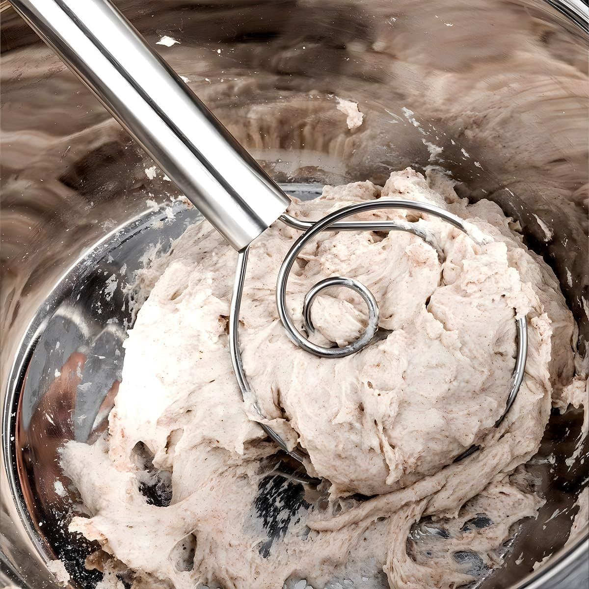 2PCS 30Cm Danish Dough Whisk Set 304 Stainless Steel Large Bread Dough Egg Whisk Hand Mixer Baking Tools for Cake Cookie Dessert Bread Pizza Pastry Food Biscuits image number 5