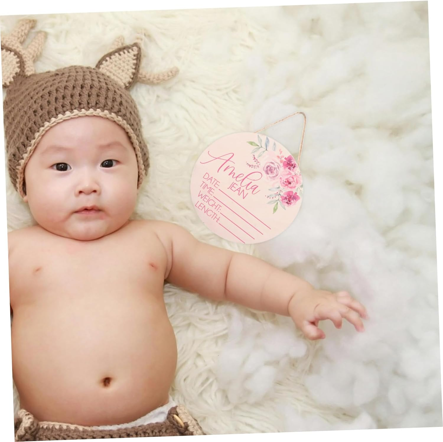 INOOMP Baby Name Announcement Sign Wooden Birth Announcement Sign for Newborn Nursery Decor for Hospital and Home image number 6