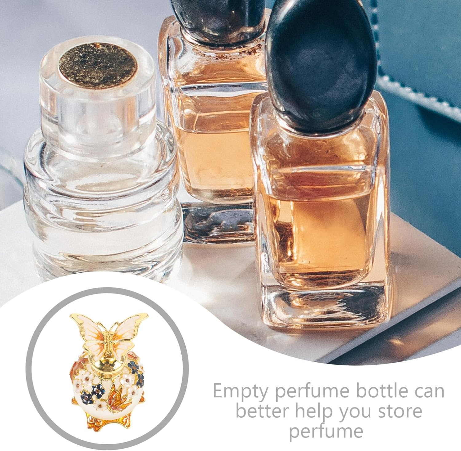 TEHAUX Vintage Butterfly Perfume Bottle Middle Eastern Style Empty Essential Oil Bottle for Sample Refillable Use image number 2