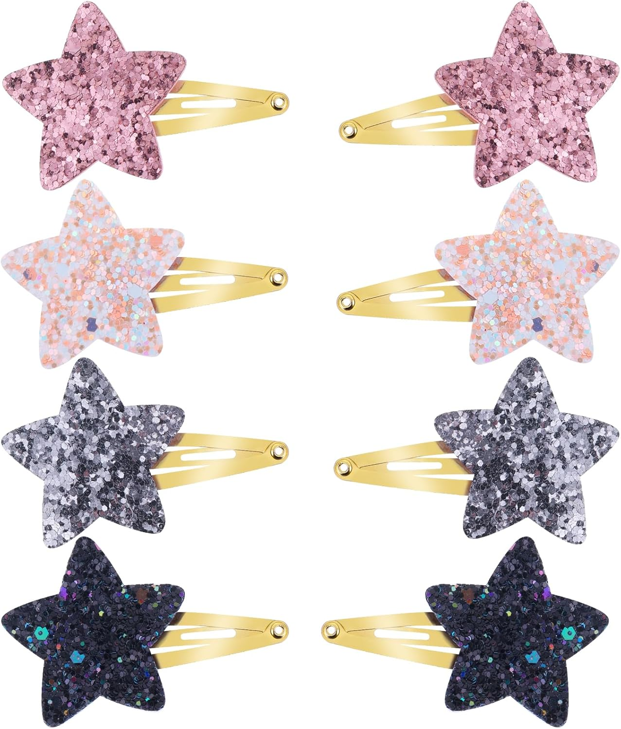 Teaaha 8 PCS Cute Star Clips Metal Snap Hair Pins Sparkly Fashion Hair Barrettes Styling Y2K Accessories for Toddler Women Girls Party Birthday Gift Supplies image number 5