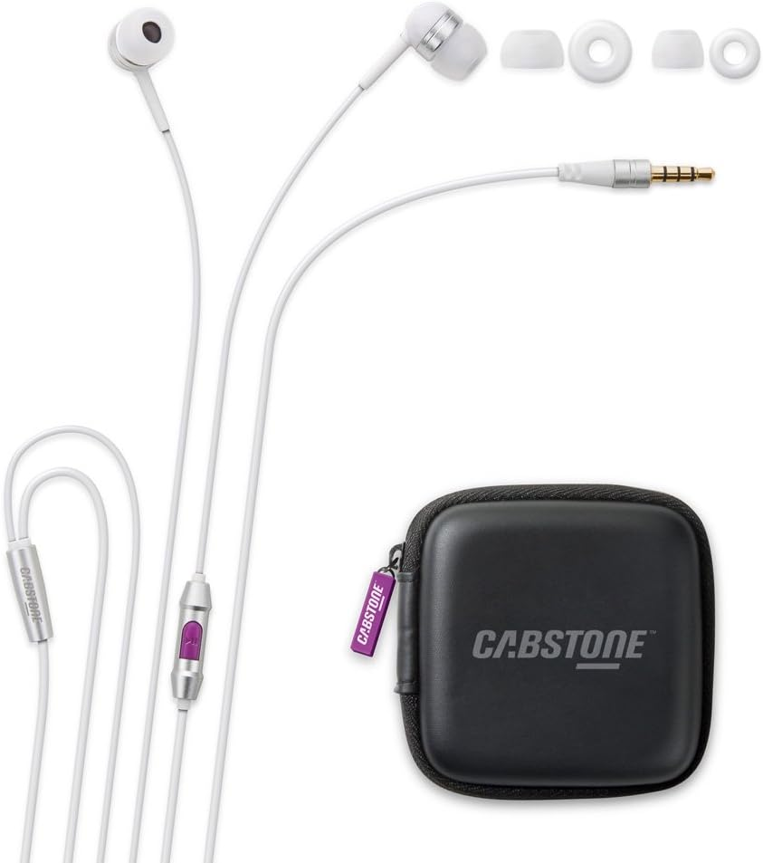 Cabstone Dailytunes Elegant In-Ears, Headphones with Hands-Free Function, Remote Control, Microphone, 3.5 Mm Jack for Apple/Samsung/Htc/Etc. White