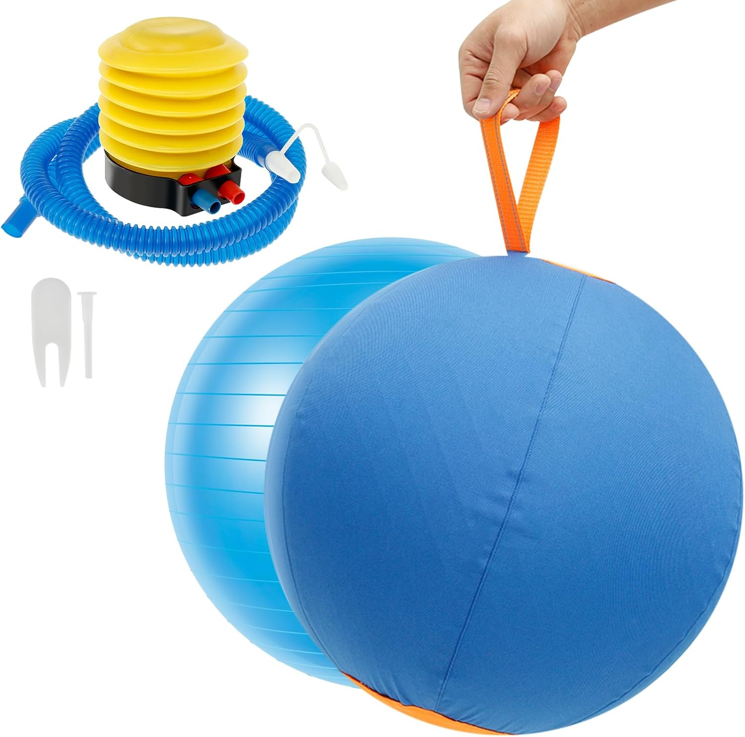 Herding Ball for Dogs, 18Inch Herding Dog Ball, Agility Training Equipment, Interactive Herding Horse Ball with Portable Handle, Herding Dog Toys for Australian/German Shepherd (L)