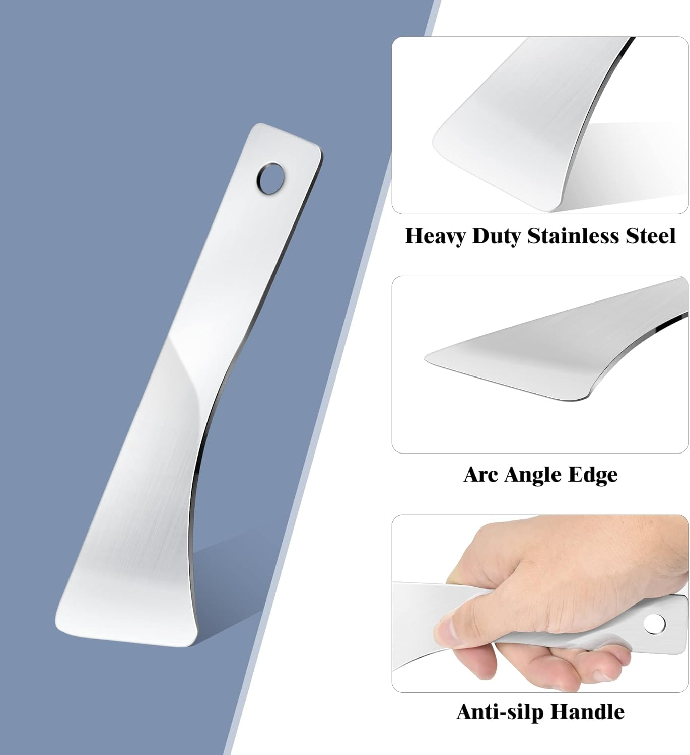 Wigoo Trim Removal Tool Metal Pry Tool Pro Stainless Steel Metal Pry Board Auto Clip Removal Tool Door Panel Car Interior Trim Tools for Fastener, Audio Dashboard, Clips, Baseboard - 2PCS image number 3