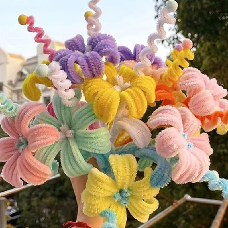 300 Pieces Pipe Cleaners Chenille Stem, 3 Gradient Orange Yellow Pipe Cleaners Set for Fall Thanksgiving Pipe Cleaners DIY Arts Crafts Decorations, Chenille Stems Pipe Cleaners (Yellow) image number 5