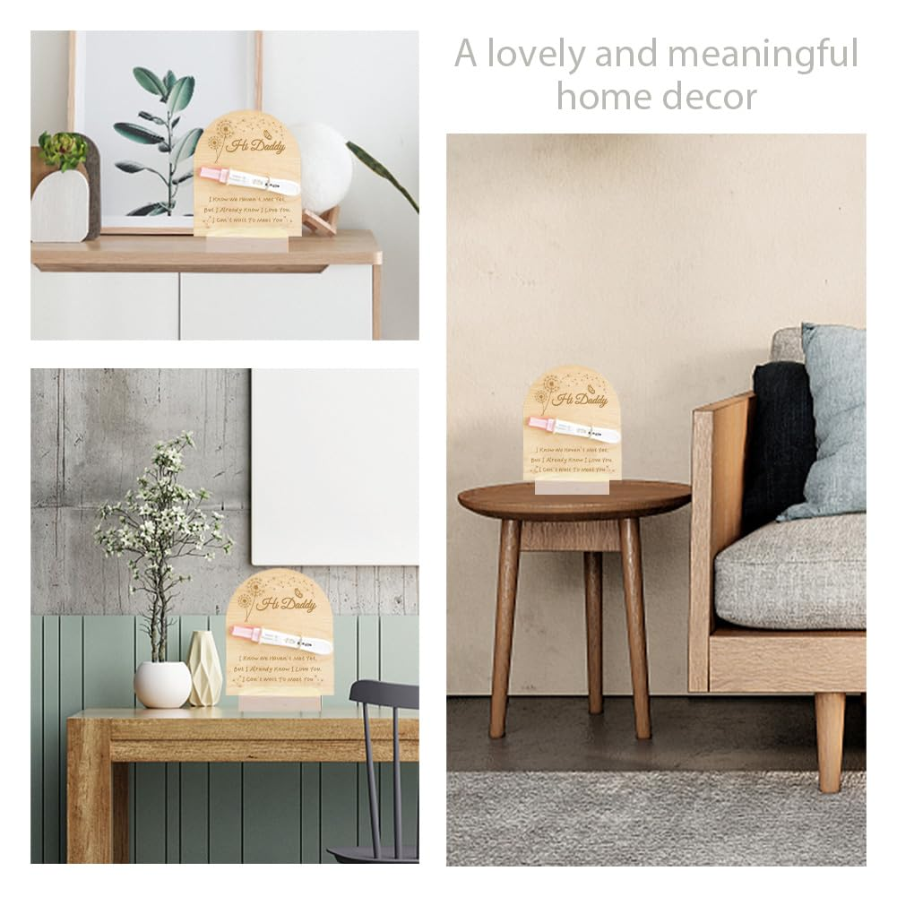 FREEBLOSS Wooden Pregnancy Announcement Sign Pregnancy Announcement for Dad Baby Reveal Ideas for Husband Hi Daddy Baby Keepsake Wooden Sign for New Dad, Dandelion image number 6