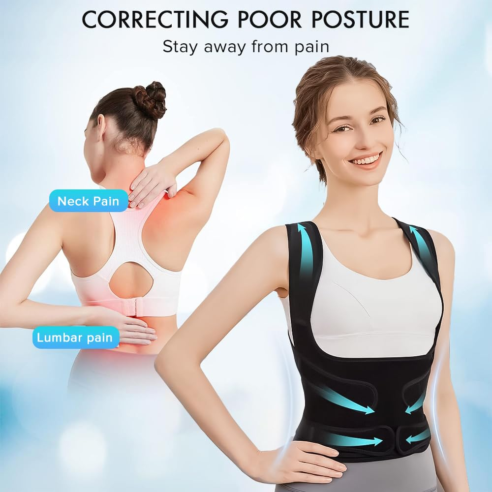 Necomi Posture Corrector,Upgraded Full Back Brace Support, Posture Corrector for Women and Men, Adjustable Shoulder Straightener for Improving Back Posture, Relieves Pain, Lumbar,Shoulder Pain image number 5