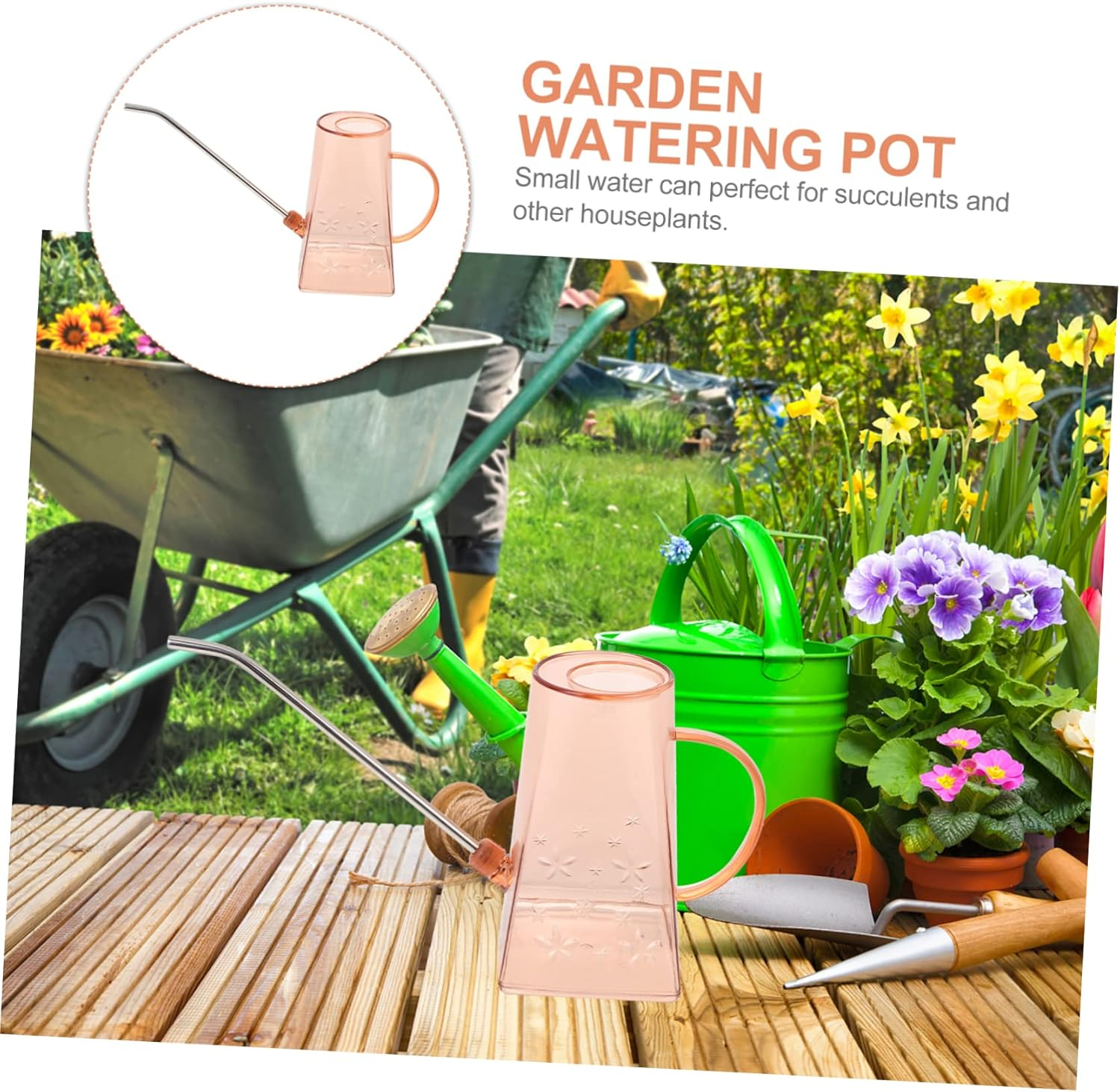 Garden Watering Can Long Spout Indoor Outdoor Succulent and Houseplant Care image number 4