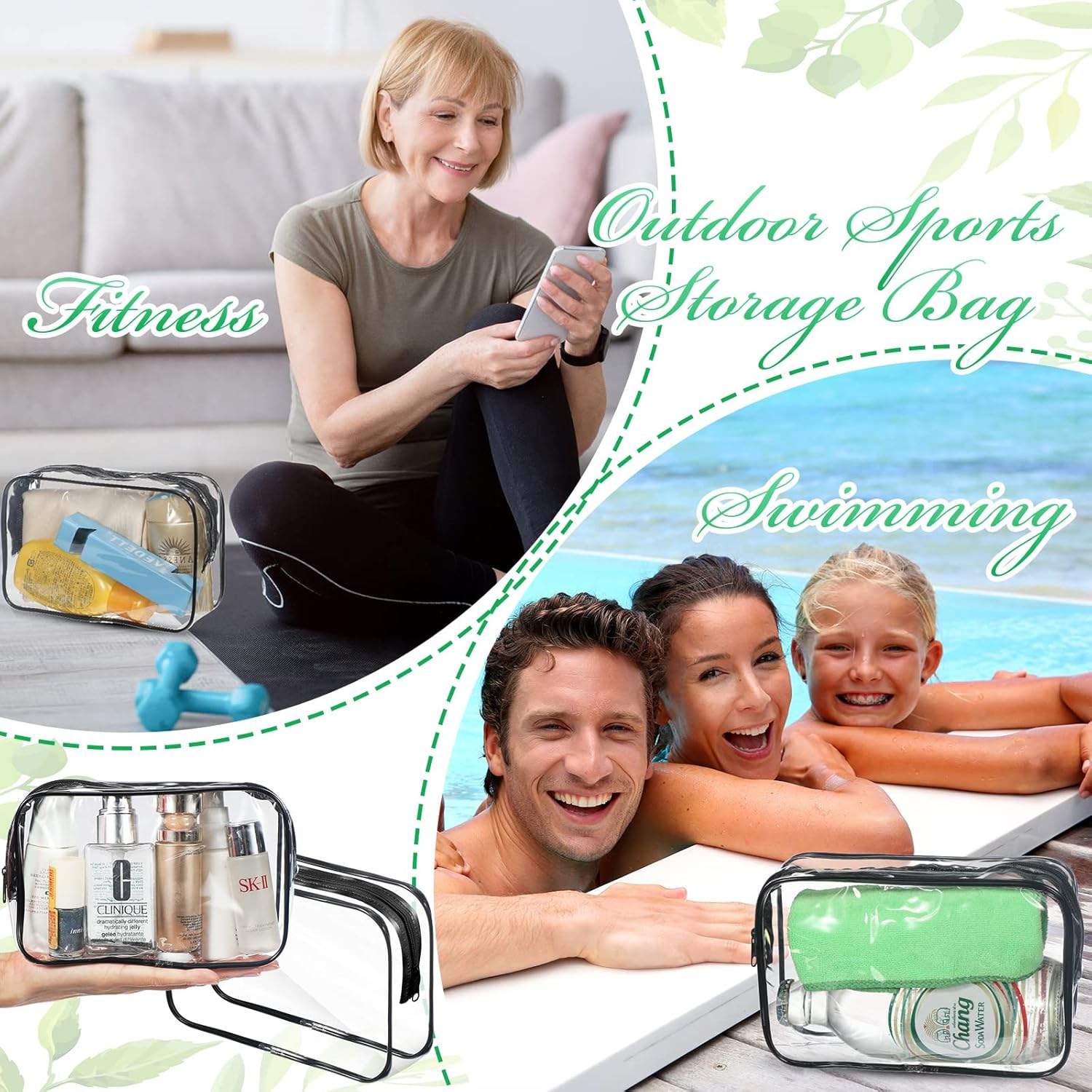 Reginary 28 Pieces Clear Cosmetic Makeup Bags with Zipper Bulk Travel Size Plastic Toiletry Carry Pouch Waterproof Portable Transparent Zippered Organizer Case for Women Men Traveling and Organizing, image number 5