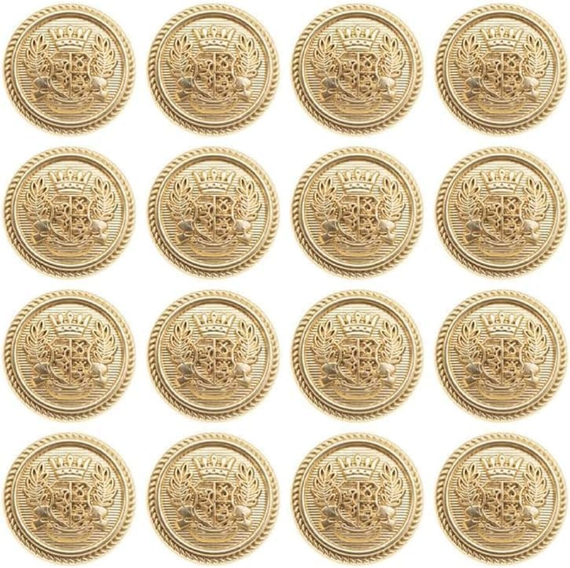 16Pcs Metal Blazer Button Set Vintage Style Jeans Buttons British Style Buttons for Coat Blazer Suits Uniform Jacket Sewing Crafts (Gold) image number 5