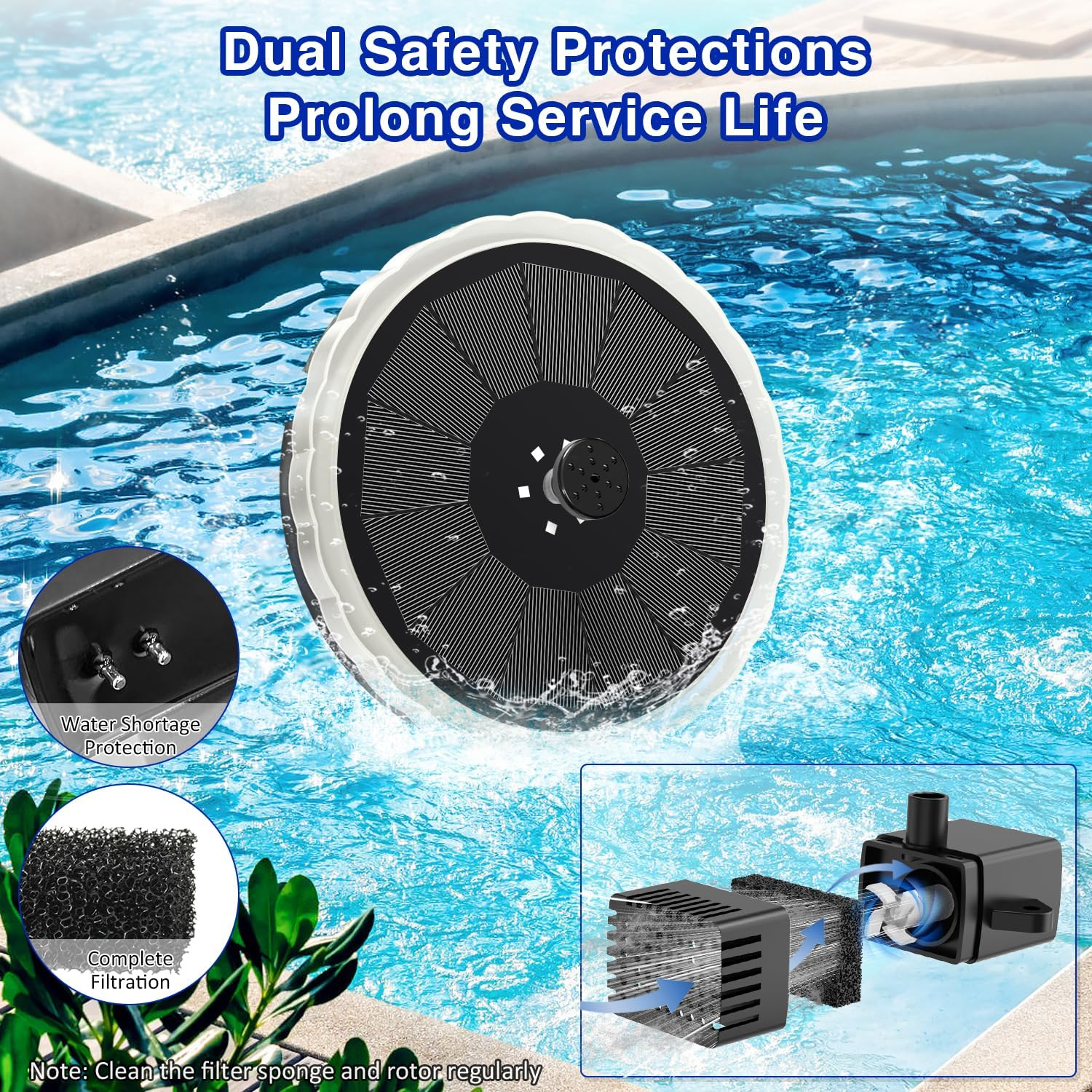 SZMP Solar Fountain, 4W Solar Powered Bird Bath Fountains with 4000 Battery, Color LED Lights, Outdoor Water Feature Fountain Pump with 7 Nozzle and 4 Fixers for Garden, Patio, Pond, and Pool image number 4