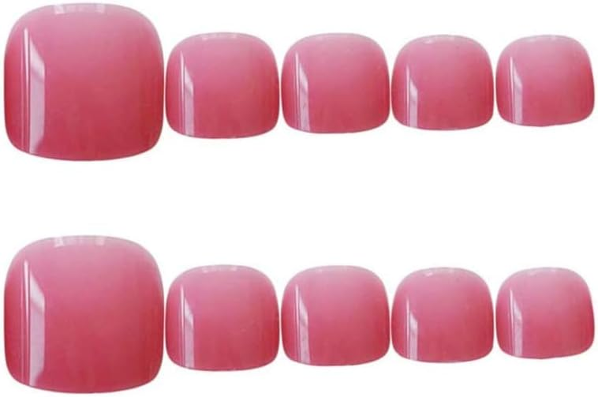 24 Pcs False Nail Tips Full Cover Foot Nailschic Exquisite Bridal Jelly Rose Pink Wear Detachable image number 3