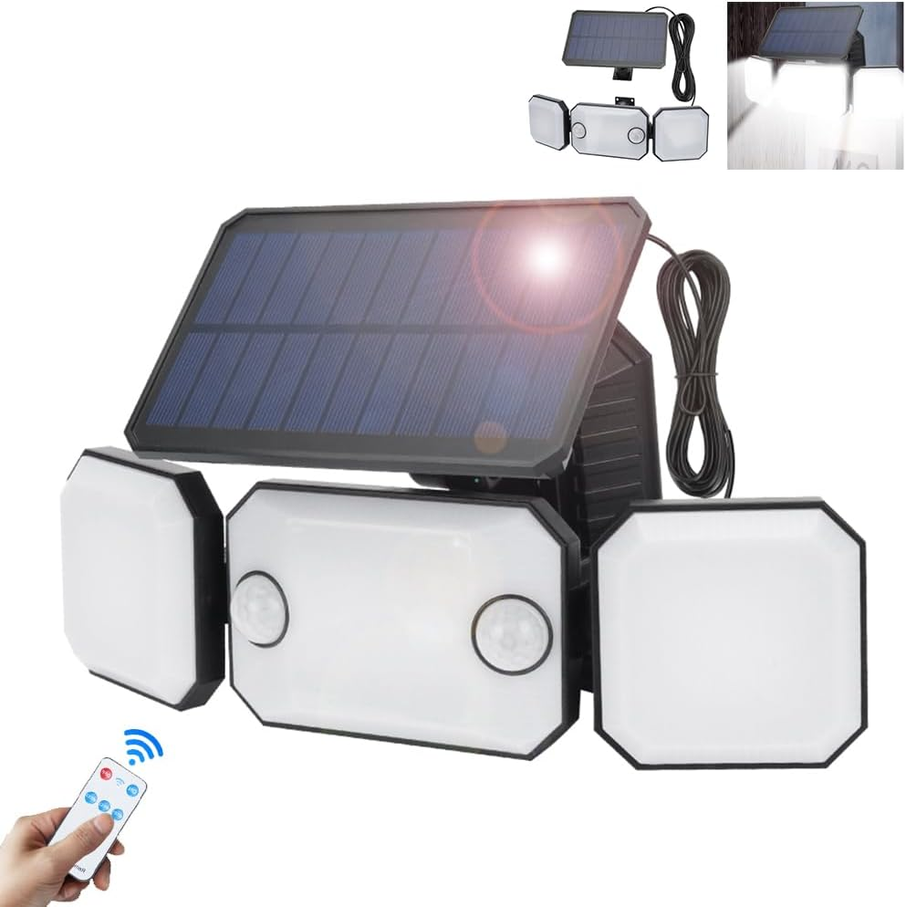 T-Sun Solar Motion Sensor Light, Solar Outdoor Security Light, Two Motion Sensors,1000Lumens, 230 Leds,3 Modes,Remote Control, IP65 Waterproof Solar Wall Lights for Yard, Patio, Garden, Garage image number 4