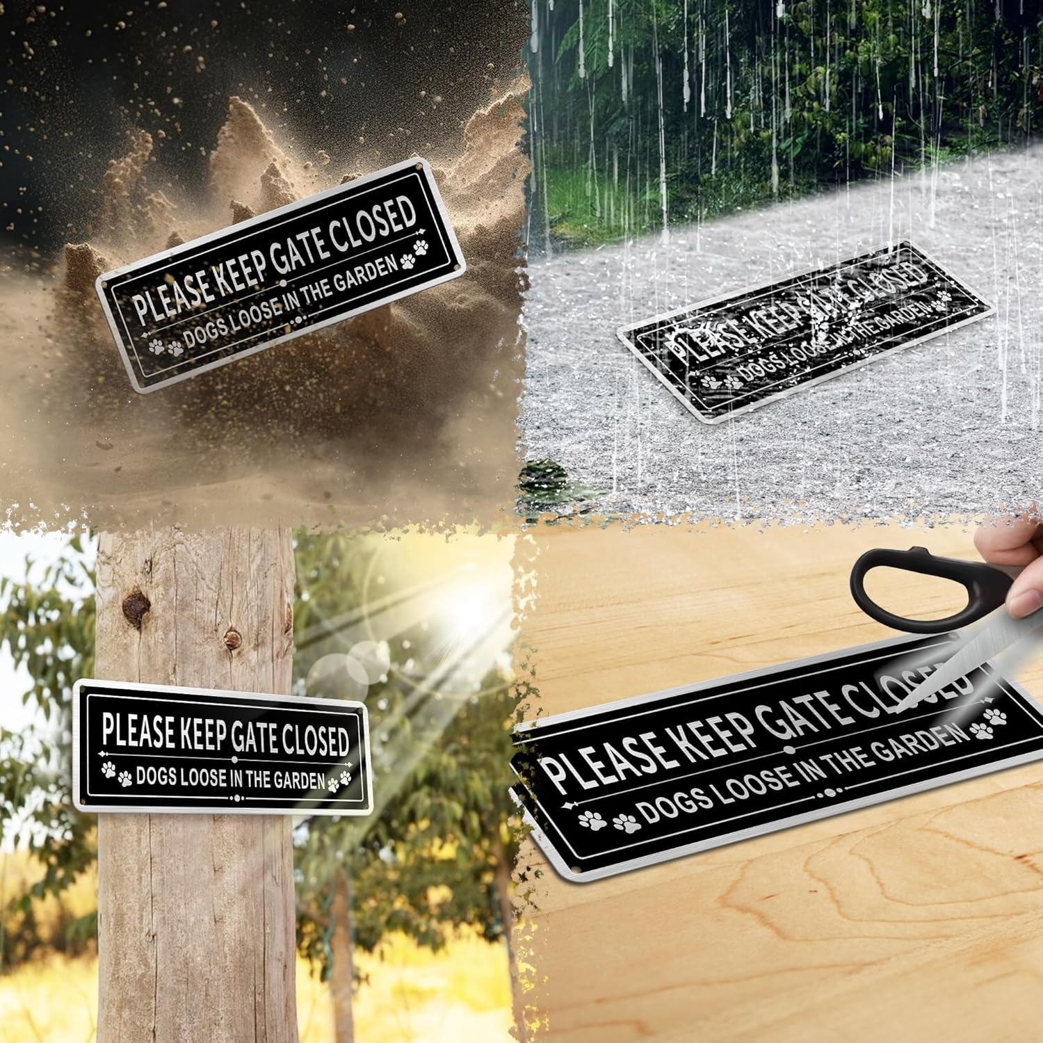 Please Keep Gate Closed Sign-25 * 9CM Dog Loose Signs Gates,With Pre-Drilled Holes and Adhesive Backing Suitable for Outdoor Gate Fencing image number 3