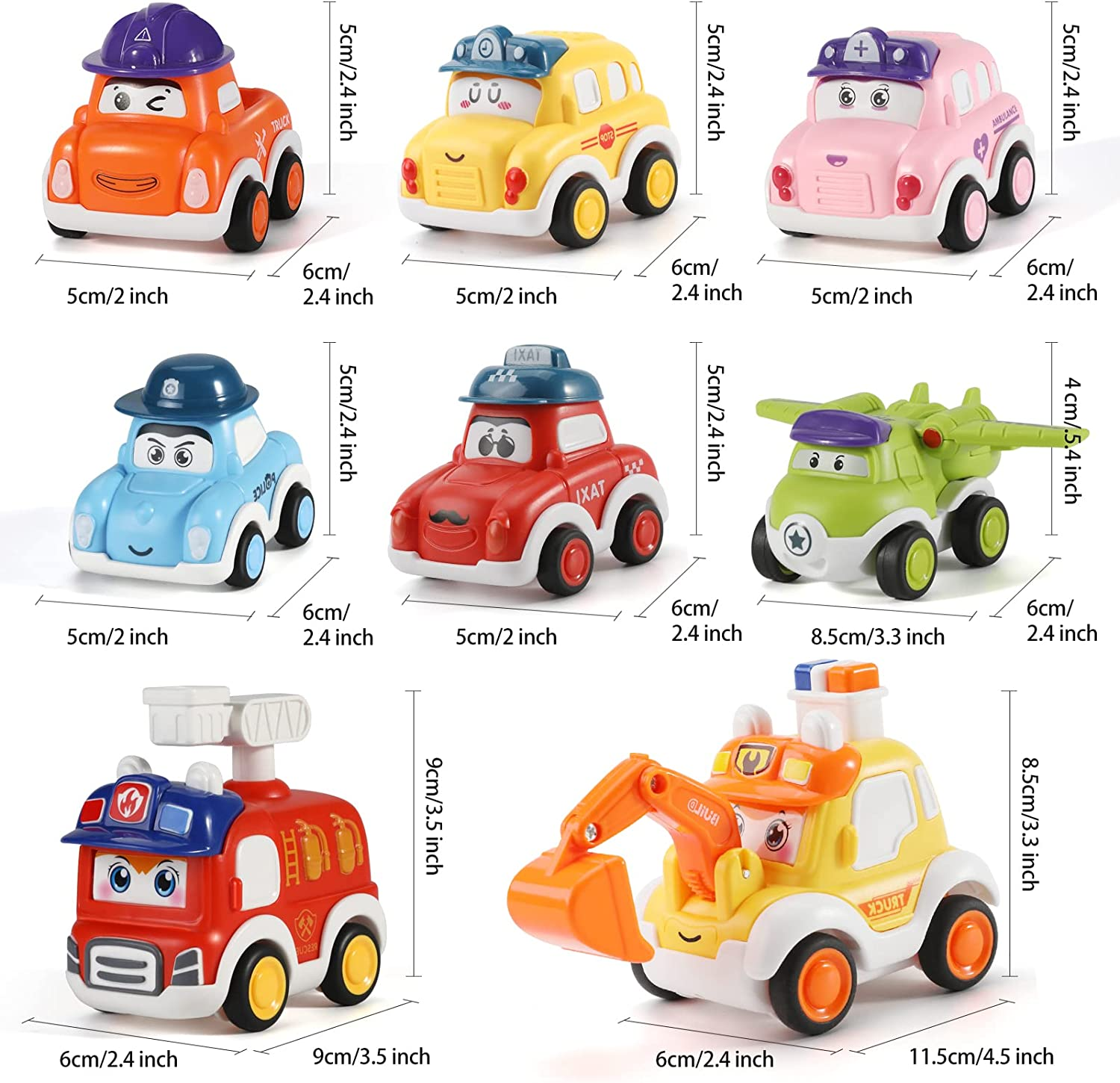 Toy Cars,Toys for 1 Year Old Boys,8 PCS Push and Go Cars Toy Friction Powered Vehicles with Storage Bag,Educational Toys Gifts for Toddlers Age 1 2 3 Year Old image number 2