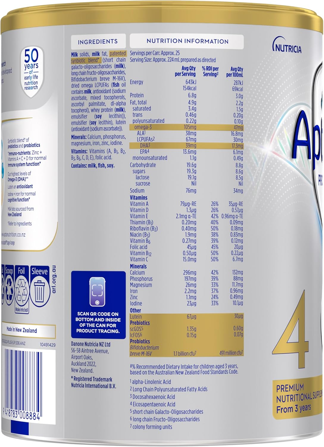 Aptamil Profutura 4 Premium Nutritional Supplement, Rich in Essential Nutrients and Synbiotic Blend, Toddler Formula with Omega-3 DHA, Easy to Prepare, from 3 Years, 900G image number 4