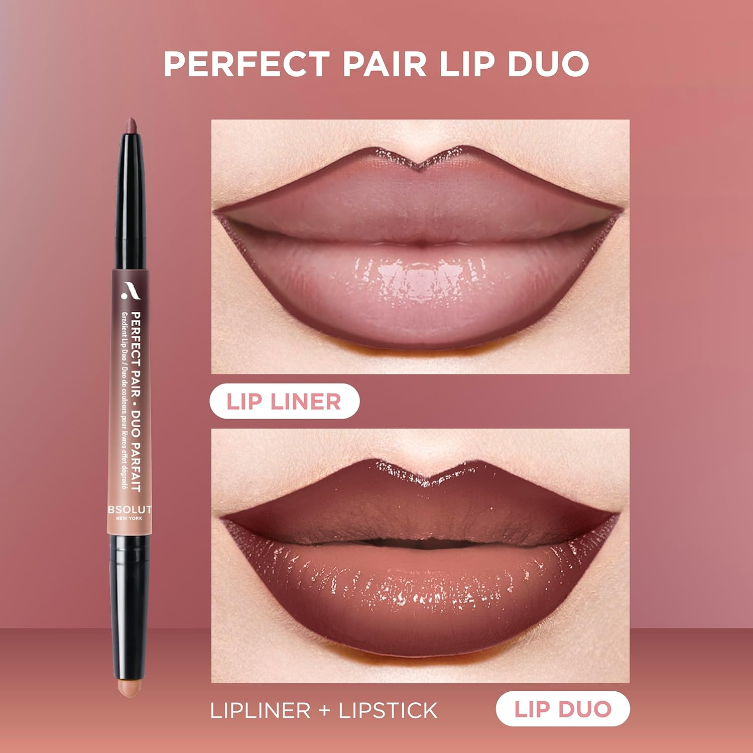 ABSOLUTE Perfect Pair Lip Duo - Rose Wood image number 3