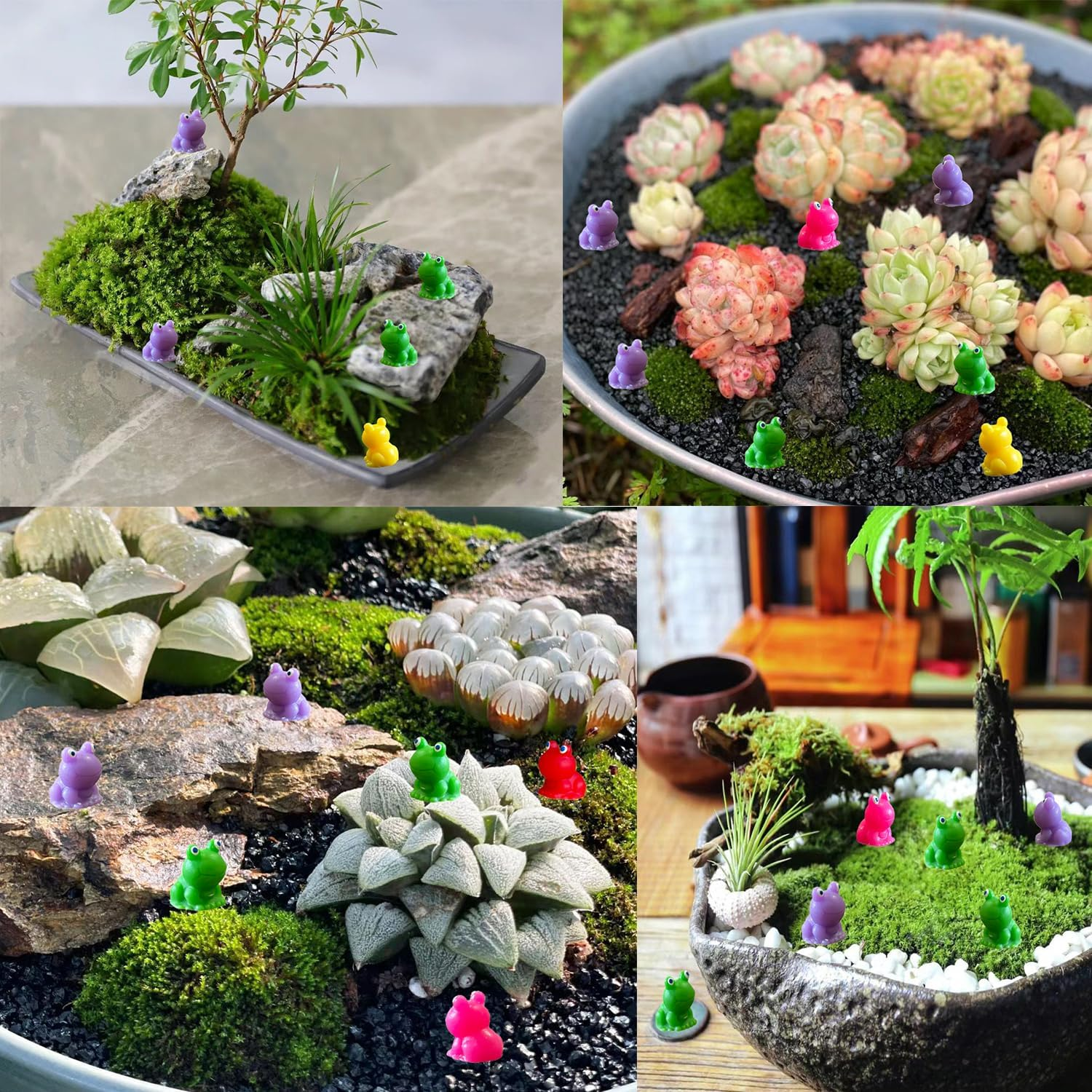 220 Pcs Mini Frogs, Bright Color Tiny Plastic Frogs for Home Fairy Garden Decor (Blue) - Multicolor image number 7