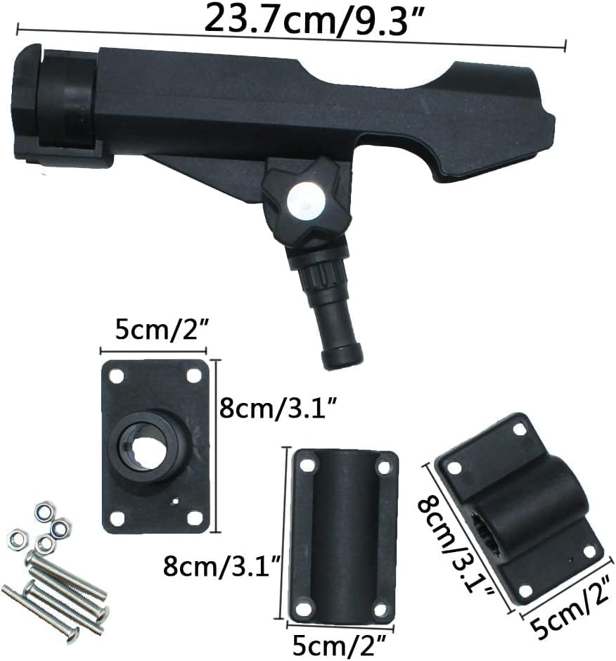 Fishing Rod Holder 360 Degree Adjustable Rotation Base Screws for Boat Kayak Fishing Vertical Boat Accessories for Attaching to Boat Rails Fence Adjustable Fishing Rod Racks image number 5